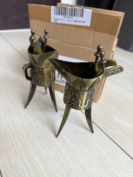 【未使用・美品】爵乾隆杯 小サイズ2個セット 三国志・桃園の誓いモチーフ/古代風酒器・秦の始皇帝盃風