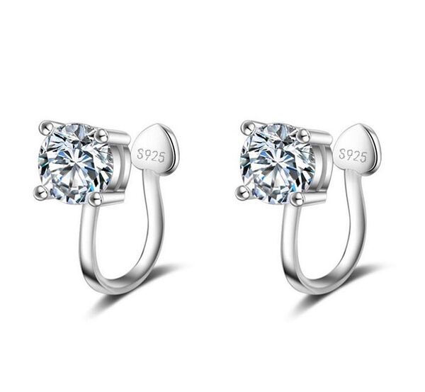一粒 ダイヤモンド シルバー イヤリング ノンホールピアス SILVER925