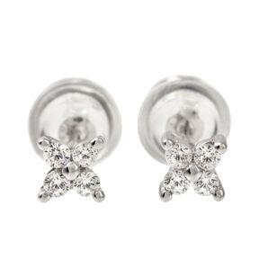 シルバー 四葉 クローバー ダイヤモンド プチ ピアス SILVER925 刻印