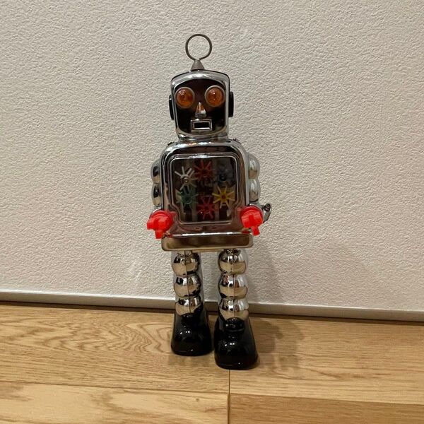 レトロ ブリキ HA HA TOY製 ハイホイールロボット シルバー ゼンマイ仕掛け おもちゃ