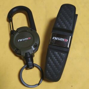日産ニスモ アウトドア ウイヤーリール キーリング&サンバイザーダブルクリップセット。