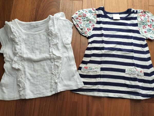 Tシャツ 半袖 カットソー ワンピース 90cm95cm 2枚セット