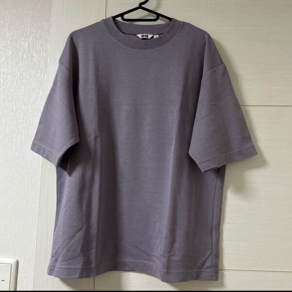 エアリズムコットンオーバーサイズTシャツ 5分袖 ユニクロ トップス パープル