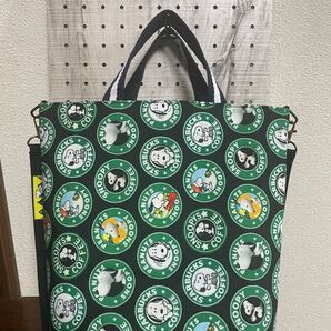 ハンドメイド トートバッグDカン付き 斜め掛けバックスヌーピー