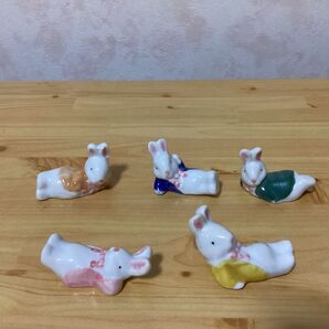 陶器うさぎの 箸置き5客揃え