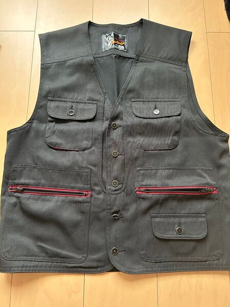 一匹狼 ベストL 黒・ブラック 作業着・作業服 ベストLサイズ中古
