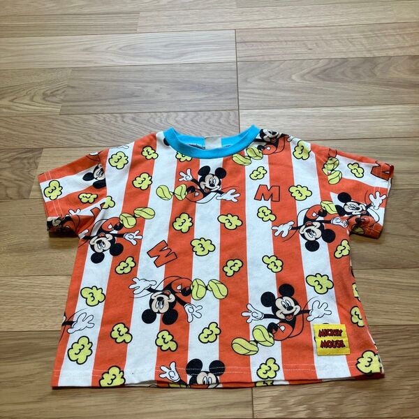しまむら コラボ レトロ ミッキー サイズ100 ポップコーン Tシャツ 半袖シャツ Tシャツ 半袖 Disney