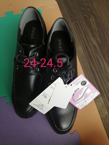 未使用 タグ付 しまむら 2pink マニッシュ厚底ローファー Lサイズ 24-24.5cm