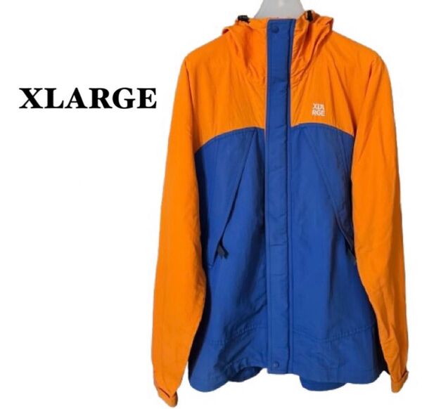 XLARGE マウンテンパーカー オレンジ×ブルー M エクストララージ