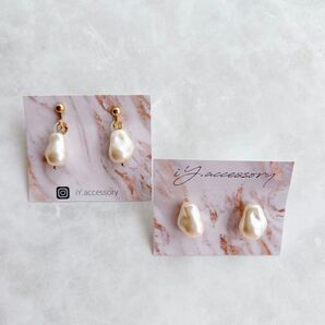 新作 変形バロックパール シャンパンゴールド ホワイト イヤリング ピアス 結婚式 前撮り お色直し お呼ばれ プレゼントにも