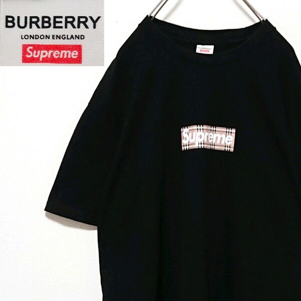 人気モデル シュプリーム バーバリー ノバチェック ボックスロゴ 半袖 Tシャツ