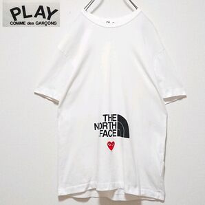 希少 プレイ コムデギャルソン ノースフェイス ワッペン ロゴ 半袖 Tシャツ