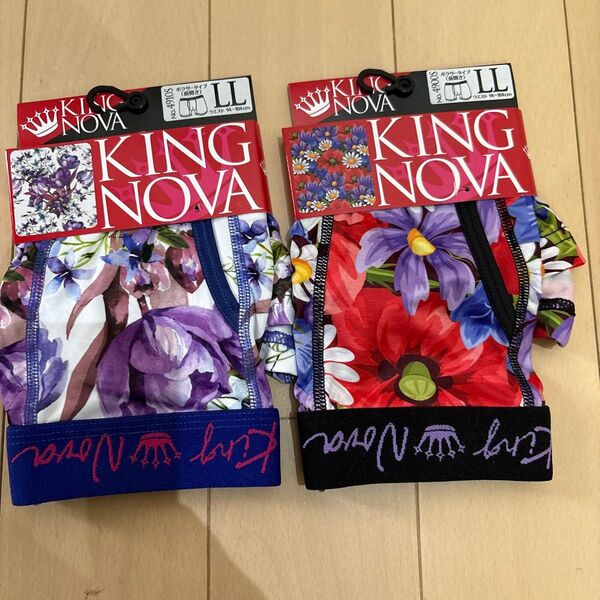 未使用 KING NOVA 前開きボクサーブリーフ LLサイズ 2枚セット 花柄 2 ポリエステル メンズ