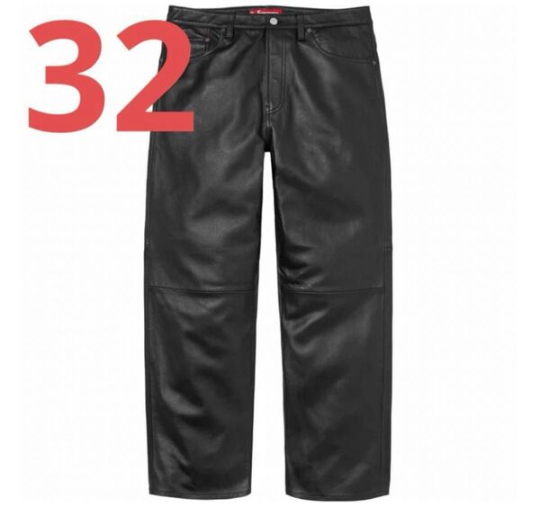 supreme Leather Baggy 5-Pocket Jean 32 レザーパンツ