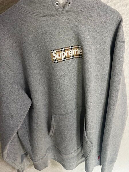 Supreme Burberry Box Logo Hooded Sweatshirt グレー M