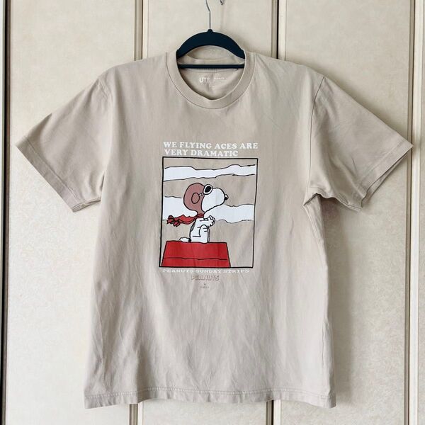 ユニクロ グラフィックTシャツ スヌーピーPEANUTS ベージュ M キャラT