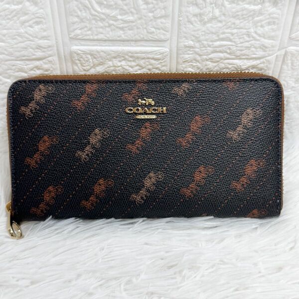 極美品!COACH コーチ 馬車ロゴ ホースアンドキャリッジ ラウンドファスナー 長財布
