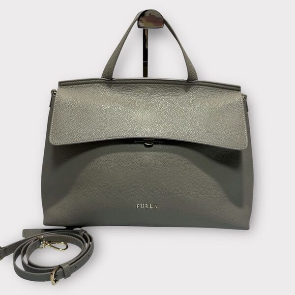 極美品!FURLA フルラ ニキ 2way ショルダーバッグ ハンドバッグ グレージュ系