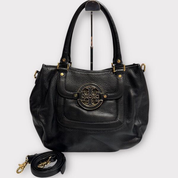 美品!TORY BURCH トリーバーチ アマンダ 2way トートバッグ ショルダーバッグ 黒