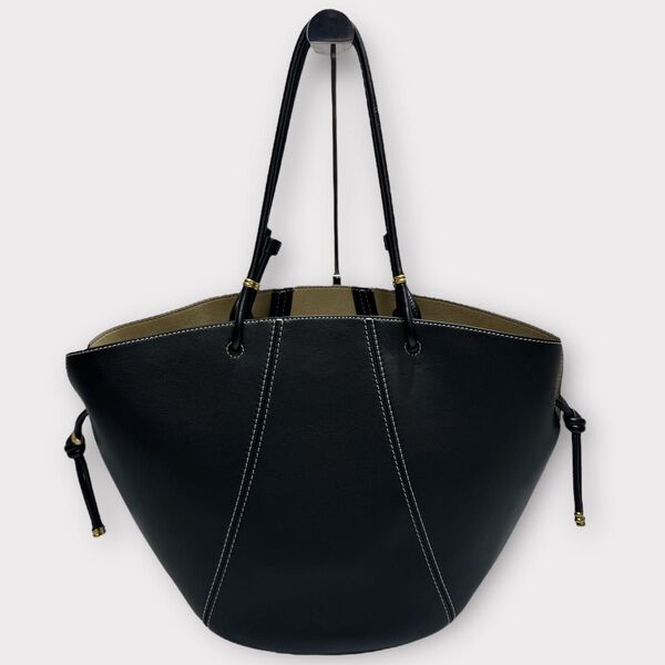 極美品!TORY BURCH トリーバーチ スパゲッティストラップ トートバッグ ショルダーバッグ 黒 A4可能 肩がけ
