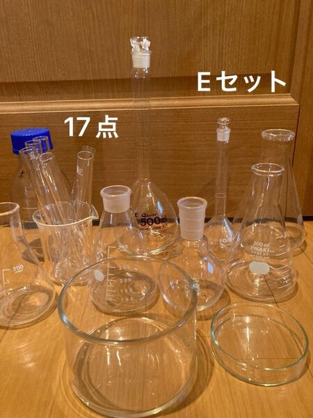 理科実験17点 Eセット フラスコ ビーカー ナスフラスコ メスフラスコ 試験管 シャーレ など17点 Eセット