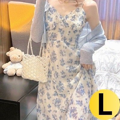 ワンピース ロング ノースリーブワンピース きれいめ 花柄 カジュアル 大人可愛い ロング ひざ丈 Vネック キャミソール