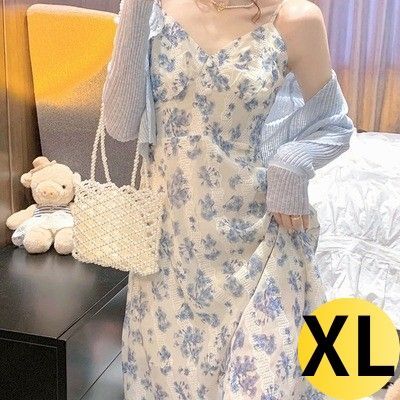 ワンピース ロング ノースリーブワンピース 花柄 華やか カジュアル Vネック ひざ丈 大人可愛い セクシー キャミソール