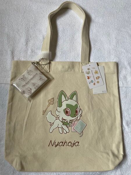 タグ付き未使用新品 ハニーズ ポケモン トートバッグ ニャオハ クリアポーチ付き