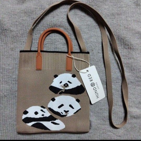 sale 新品 HUNDRED パンダ ファミリー ニット ショルダーバッグ