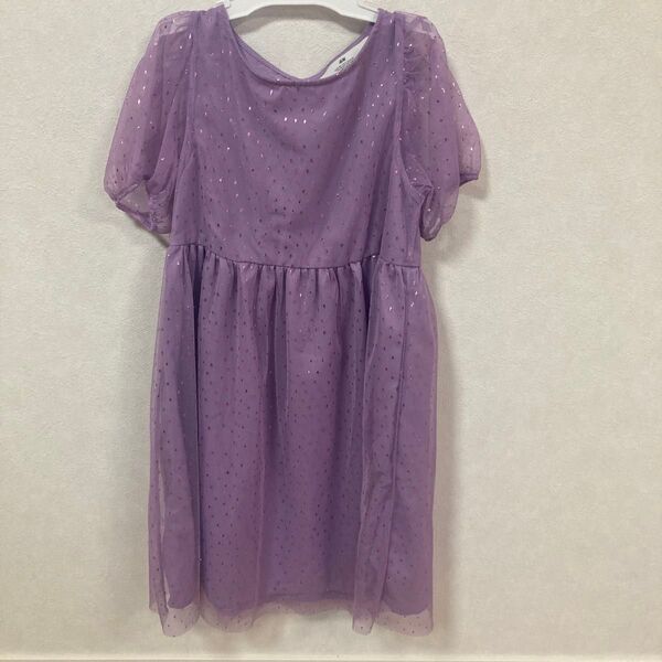 H&M キッズワンピース パープル ラメ