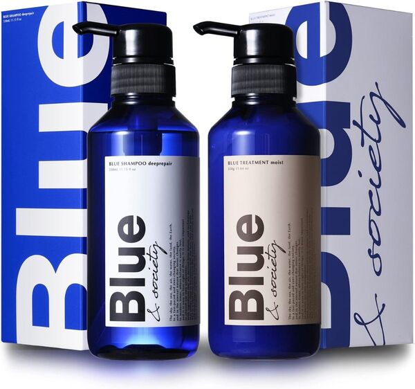 Blue 香水シャンプー 325ml & トリートメント 330g メンズ 調香師が監修 ジャスミン&ホワイトムスクの香り