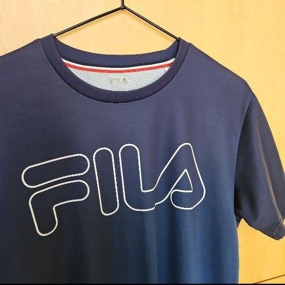 Tシャツ 半袖 ロゴ FILA 半袖 ブルー 速乾 ロゴ Sサイズ フットサル テニス スポーツウェア