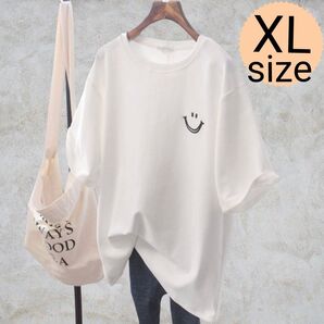 白Tシャツ XLサイズ オーバーサイズ スマイル 大きめ 清潔感 着やすい スマイルポイント