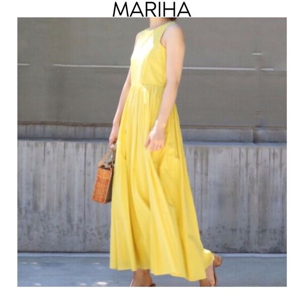 MARIHA NOBLE 夏のレディのドレス イエロー マリハ ワンピース コットン ノースリーブ 綿 黄色 ロング丈 夏