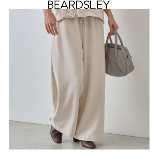 BEARDSLEY ウエストリブブークレダンボールパンツ アイボリー ビアズリー 2 ワイドパンツ ウエストゴム フルレングス