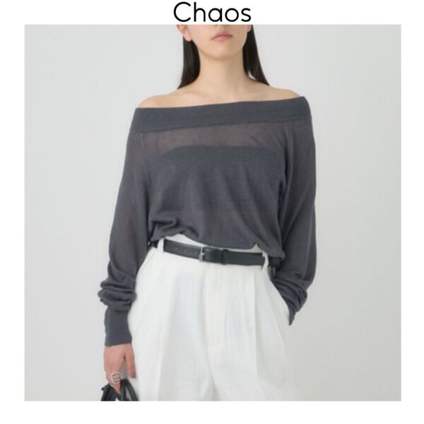 Chaos フォートリネンプルオーバー グレー カオス シアーニット サマーニット 長袖 麻 オーバーサイズ ルーズ 2way