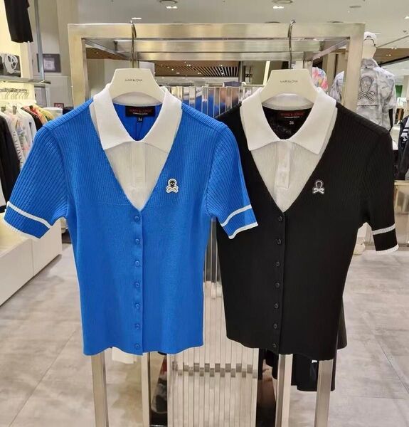 ゴルフ レディース MARK&LONA マークアンドロナ 半袖 トップス シャツ ウェア(ブルー)Sサイズ