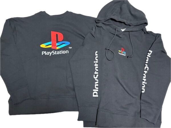 新品 PlayStation ロゴパーカーMサイズ&トレーナーLサイズ ブラック プレステ プレイステーション