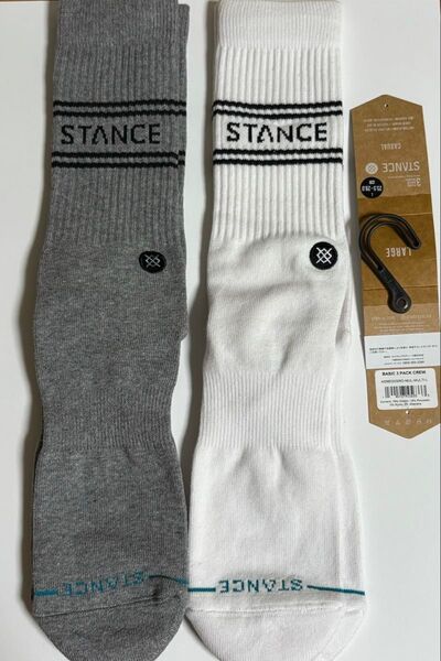 新品 2足セット STANCE ソックス ホワイト&グレー Lサイズ スタンス 靴下