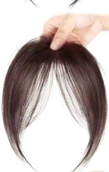 前髪ウィッグ お団子バレッタ 2個セット ブラウン ヘアアクセサリー