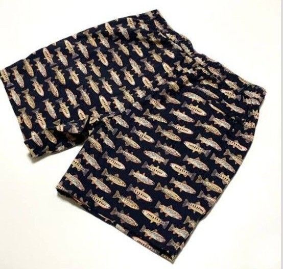 THE NORTH FACE US限定商品!刺繍ロゴ入り ストレッチショートパンツフィッシュ柄 Lサイズ