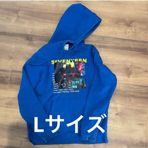 SEVENTEEN ZOZOTOWN コラボ パーカー フーディ ブルー L 裏起毛