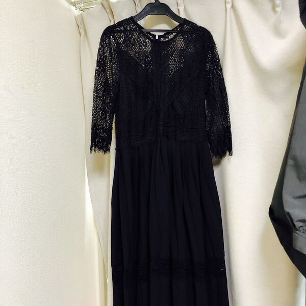 ZARA レースワンピース ドレス 黒 結婚式2次会パーティーキャバ