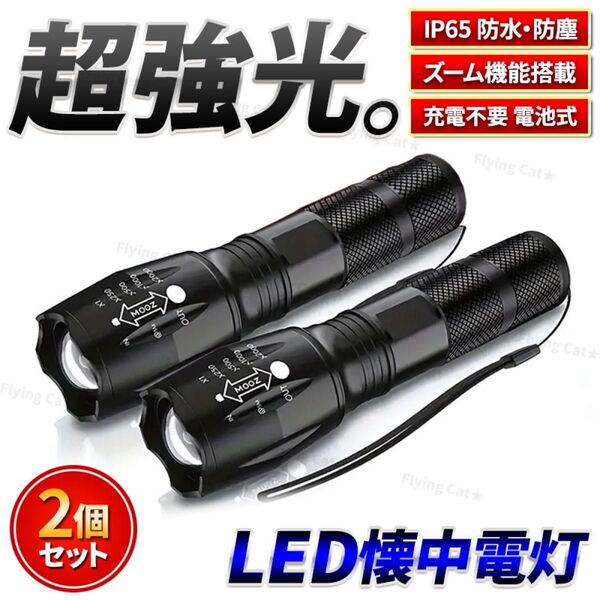 LED ハンドライト 懐中電灯 強力 防災 小型 電池式 防水 ミニ ハンディ アウトドア キャンプ 非常用 コンパクト 2個