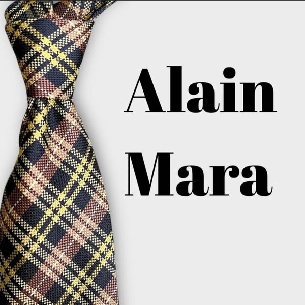 Alain Mara BY FINEST QUALITY ストライプ柄 レジメンタルタイ チェック柄 格子柄 ネクタイ 高級シルク