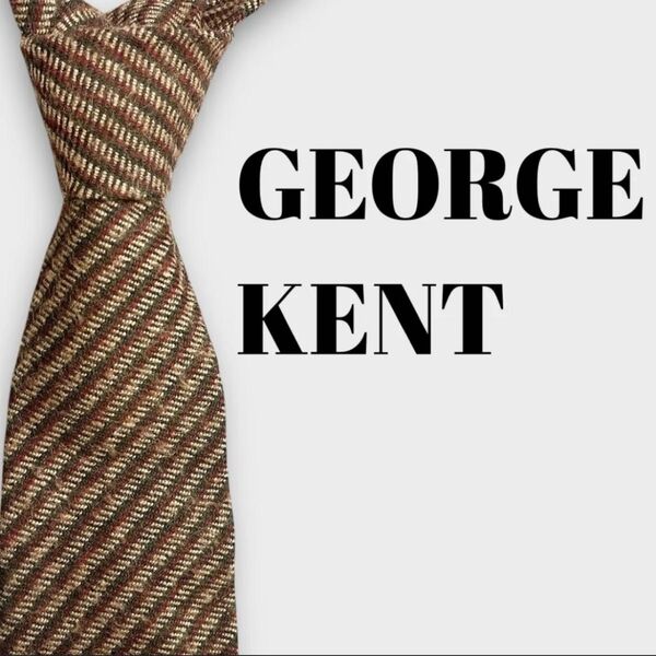 GEORGE KENT ジョージケント 菱屋 ヒシヤ ウールタイ ニットタイ ストライプ柄 レジメンタルタイ ネクタイ