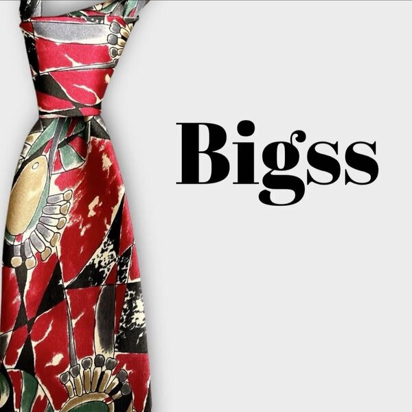 Bigss 幾何学模様 ブランドネクタイ 総柄 メンズネクタイ 高級シルク