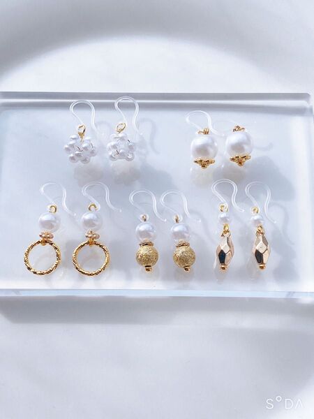 no.687 樹脂フックピアス 5点セット まとめ売り