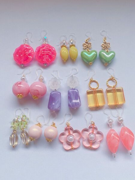 no.707 樹脂フックピアス 10点セット まとめ売り