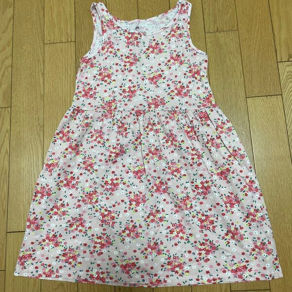 H&M ノースリーブワンピース ピンク系 花柄